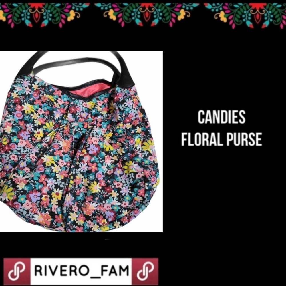 Candie's Black Multicolor Floral Quilted Shoulder Bag